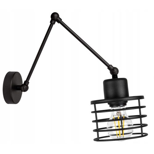 Glimex DARYL hosszú karos állítható fekete fali lámpa 1x E27 + ajándék LED izzó