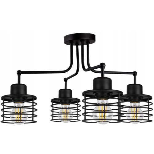 Glimex DARYL mennyezeti lámpa fekete 4x E27 + ajándék LED izzók