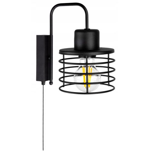 Glimex DARYL fekete fali lámpa kapcsolóval 1x E27 + ajándék LED izzó