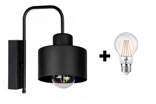 Glimex LAVOR  fekete fali lámpa 1x E27 + ajándék LED izzó