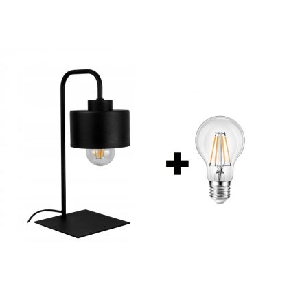 Glimex LAVOR asztali lámpa fekete 1x E27 + ajándék LED izzó