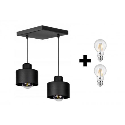 Glimex LAVOR  állítható függőlámpa fekete 2x E27 + ajándék LED izzók