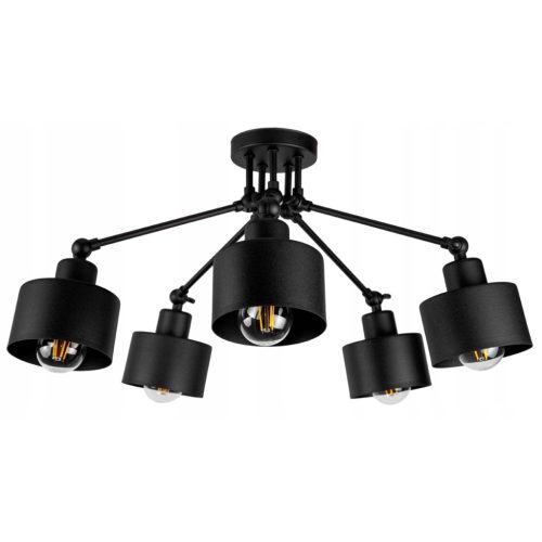 Glimex LAVOR  állítható mennyezeti lámpa fekete 5x E27 + ajándék LED izzók
