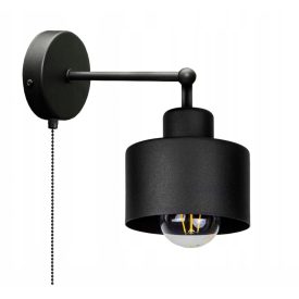 Fali lámpa fekete fém búrával kapcsolóval - Loft - Industrial - Glimex Lavor 1xE27 GKL30C