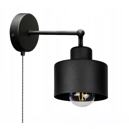 Fali lámpa fekete fém búrával kapcsolóval - Loft - Industrial - Glimex Lavor 1xE27 GKL30C