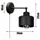 Fali lámpa fekete fém búrával kapcsolóval - Loft - Industrial - Glimex Lavor 1xE27 GKL30C