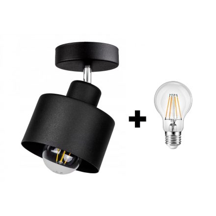 Glimex LAVOR  állítható mennyezeti lámpa fekete 1x E27 + ajándék LED izzó
