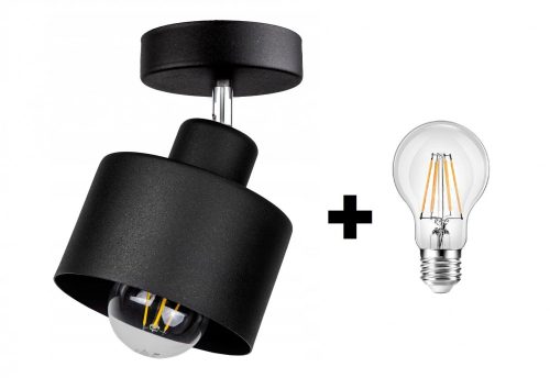 Glimex LAVOR  állítható mennyezeti lámpa fekete 1x E27 + ajándék LED izzó