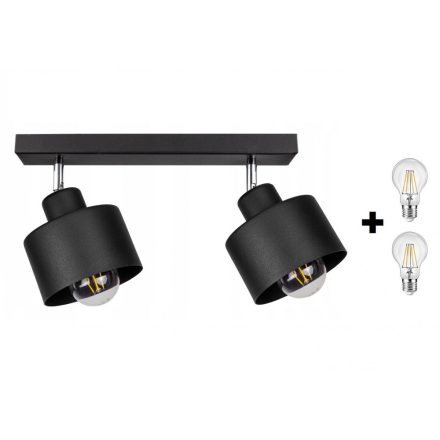 Glimex LAVOR  állítható mennyezeti lámpa fekete 2x E27 + ajándék LED izzók