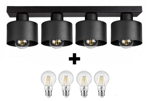 Glimex LAVOR fix mennyezeti lámpa fekete 4x E27 + ajándék LED izzó