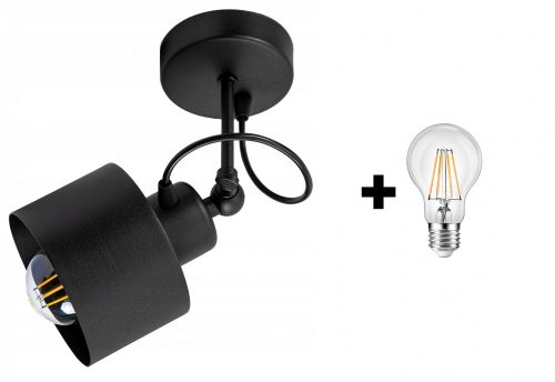 Glimex LAVOR állítható mennyezeti lámpa fekete 1x E27 + ajándék LED izzó