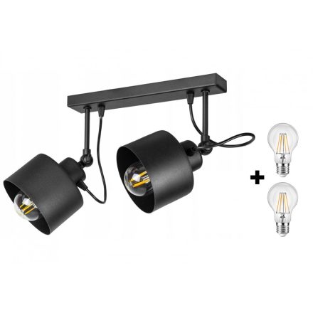 Glimex LAVOR állítható mennyezeti lámpa fekete 2x E27 + ajándék LED izzók