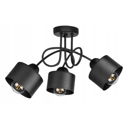 Glimex LAVOR fix mennyezeti lámpa fekete 3x E27 + ajándék LED izzók