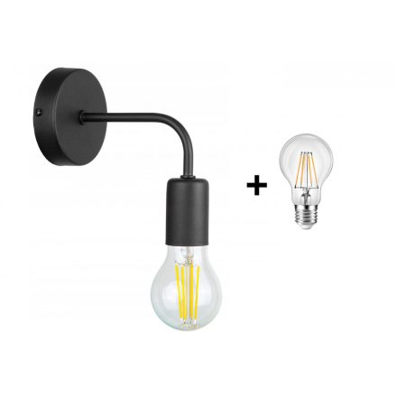 Glimex LOUIS fekete fali lámpa 1x E27 + ajándék LED izzó