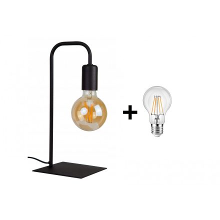 Glimex LOUIS asztali lámpa fekete 1x E27 + ajándék LED izzó