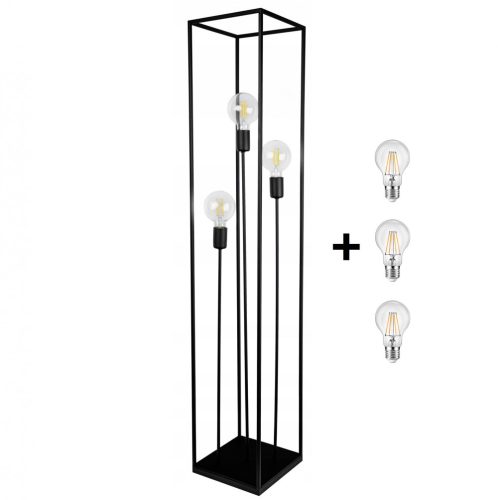 Glimex Louis állólámpa fekete 3x E27 + ajándék LED izzók
