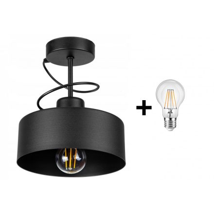 Glimex LAVOR MED fix mennyezeti lámpa fekete 1x E27 + ajándék LED izzó