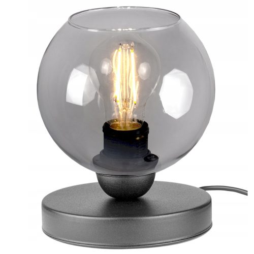 Glimex Orb üvegbúrás asztali lámpa füstüveg / grafit 1xE27