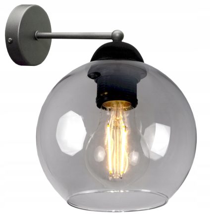 Glimex Orb üvegbúrás fali lámpa füstüveg / grafit 1xE27