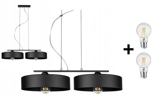 Glimex LAVOR LARGE állítható függőlámpa fekete 2x E27 + ajándék LED izzók