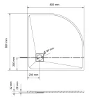 Fehér félköríves kőhatású zuhanytálca 80 x 80 cm + ajándék szifonkészlet | Welland (GT-8080RS)