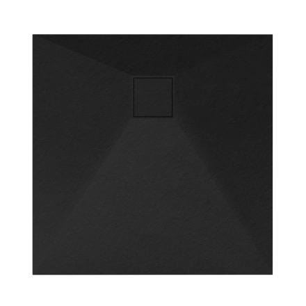Fekete kőhatású zuhanytálca 80 x 80 cm + ajándék szifonkészlet | Welland (GT-8080SS)