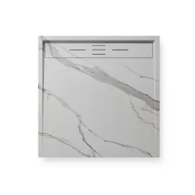   Fehér márványhatású zuhanytálca 90 x 90 cm + ajándék szifonkészlet | Welland (GT-9090LS)