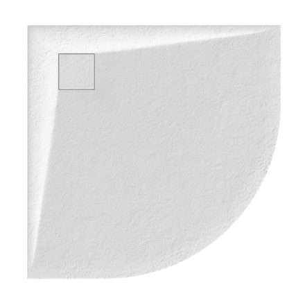 Fehér félköríves kőhatású zuhanytálca 90 x 90 cm + ajándék szifonkészlet | Welland (GT-9090RS)