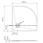 Fehér félköríves kőhatású zuhanytálca 90 x 90 cm + ajándék szifonkészlet | Welland (GT-9090RS)