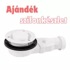 Fehér félköríves kőhatású zuhanytálca 90 x 90 cm + ajándék szifonkészlet | Welland (GT-9090RS)