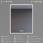 Welland Luxury-Line G770 LED tükör - fényerő + színhőfok állítás + páramentesítő + óra - 60 x 80 cm