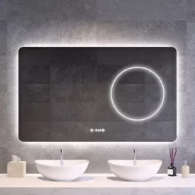 Fürdőszobai LED tükör 120x75cm Welland Texol - Fényerő + színhőfok állítás - Páramentesítő - Digitális óra
