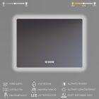 Fekvő fürdőszobai LED tükör 80x60cm - Páramentesítő - Digitális óra - Fényerő és színhőmérséklet szabályozás - Welland Kath