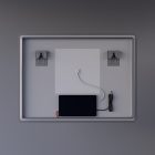 Fekvő fürdőszobai LED tükör 80x60cm - Páramentesítő - Digitális óra - Fényerő és színhőmérséklet szabályozás - Welland Kath