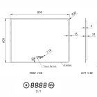 Fekvő fürdőszobai LED tükör 80x60cm - Páramentesítő - Digitális óra - Fényerő és színhőmérséklet szabályozás - Welland Kath