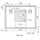 Fekvő fürdőszobai LED tükör 80x60cm - Páramentesítő - Digitális óra - Fényerő és színhőmérséklet szabályozás - Welland Kath