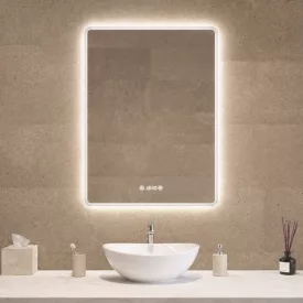 Álló fürdőszobai LED tükör 60x80cm - Páramentesítő - Digitális óra - Fényerő és színhőmérséklet szabályozás - Welland Kath