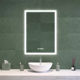 Álló fürdőszobai LED tükör 60x80cm - Páramentesítő - Beépített óra - Fényerő és színhőmérséklet szabályozás - Welland Luxury-Line G1097