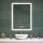 Álló fürdőszobai LED tükör 70x90cm - Páramentesítő - Beépített óra - Fényerő és színhőmérséklet szabályozás - Welland Luxury-Line