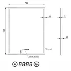 Álló fürdőszobai LED tükör 70x90cm - Páramentesítő - Beépített óra - Fényerő és színhőmérséklet szabályozás - Welland Luxury-Line