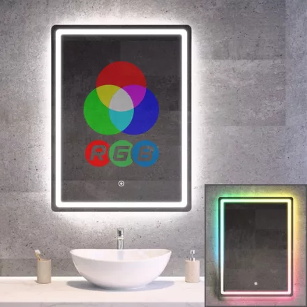 Álló RGB LED tükör 60x80cm - Fényerő + színhőfok állítás - RGB funkciók - Welland Type20