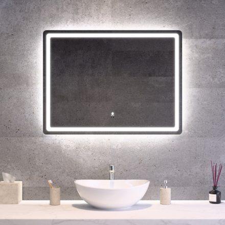 Álló fürdőszobai LED tükör 80x60cm - Gesztusvezérlés - Páramentesítő - Fényerő és színhőmérséklet szabályozás - Welland Type20H