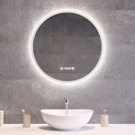   Kerek Led tükör Ø60cm Welland Alpha | Páramentesítő - Óra - Fényerő + színhőfok állítás