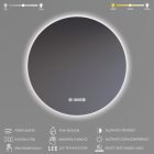 Kerek Led tükör Ø60cm Welland Alpha | Páramentesítő - Óra - Fényerő + színhőfok állítás