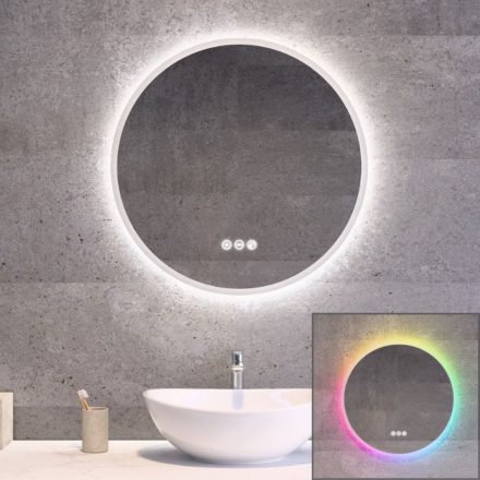Kerek RGB Led tükör Ø60cm Welland Alpha - Fényerő + színhőfok állítás - RGB funkciók