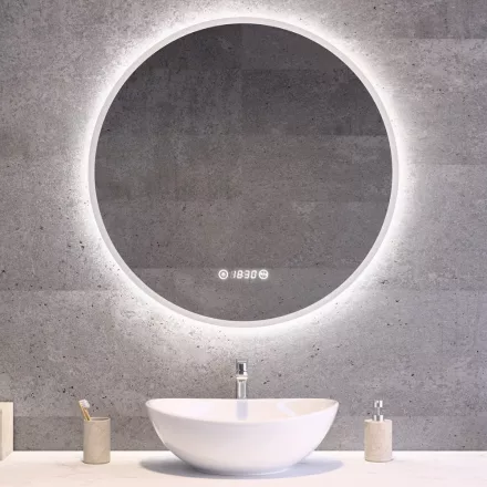 Kerek Led tükör Ø70cm Welland Alpha | Páramentesítő - Óra - Fényerő + színhőfok állítás