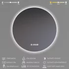 Kerek Led tükör Ø70cm Welland Alpha | Páramentesítő - Óra - Fényerő + színhőfok állítás