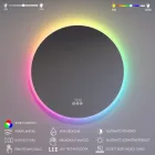 Kerek RGB Led tükör Ø70cm Welland Alpha - RGB funkció - Páramentesítő - Óra - Fényerő + színhőfok állítás
