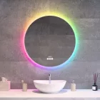 Kerek RGB Led tükör Ø70cm Welland Alpha - RGB funkció - Páramentesítő - Óra - Fényerő + színhőfok állítás