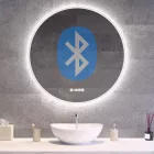 Kerek Led tükör Ø80cm Welland Alpha - Bluetooth - Páramentesítő - Óra - Fényerő + színhőfok állítás